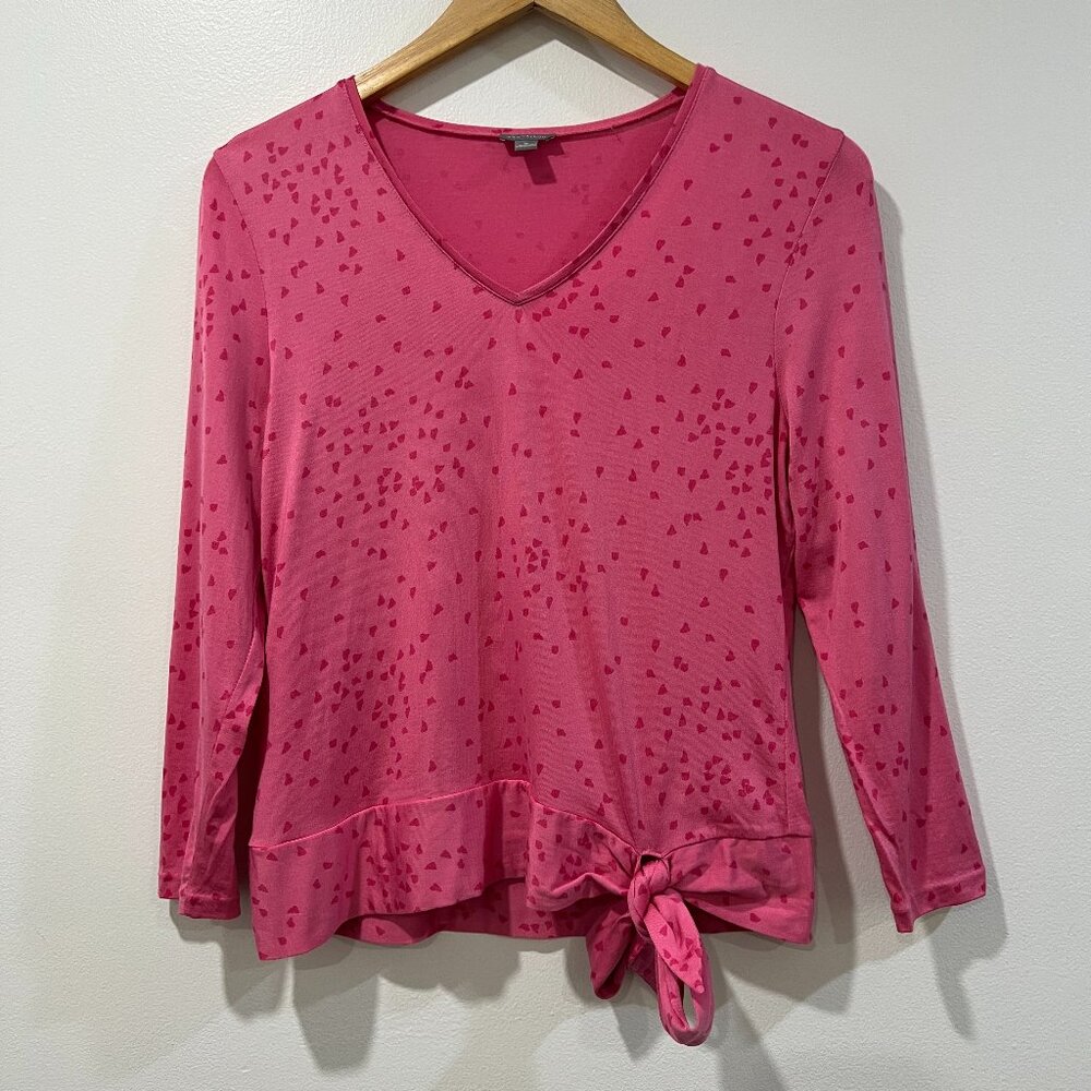 Ann Taylor Pink V-Neck Knotted Shirt Size M